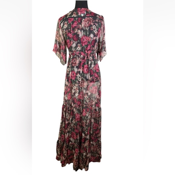 Johnny Was Jade Rachel Silk Chiffon Button- Down Maxi Dress NO SLIP XS Extra Sml - Picture 5 of 6